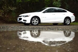 Car outdoors in the Pacific Northwest during wet weather